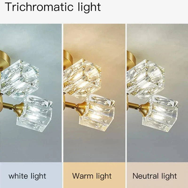 Modern guld kristallkrona – G9-baserad semi flush mount taklampa för vardagsrum, matsal, kök Carvallo