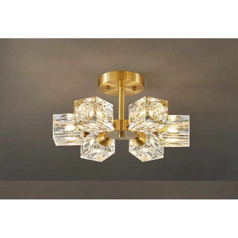 Modern guld kristallkrona – G9-baserad semi flush mount taklampa för vardagsrum, matsal, kök Carvallo