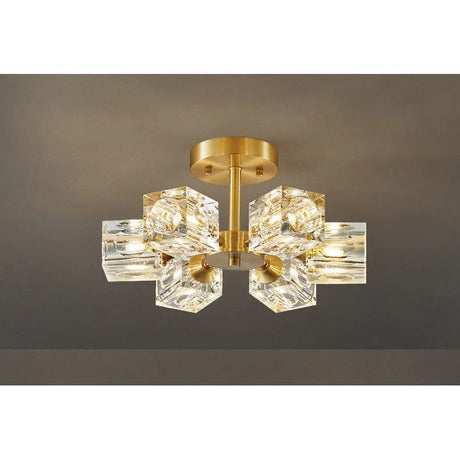 Modern guld kristallkrona – G9-baserad semi flush mount taklampa för vardagsrum, matsal, kök Carvallo