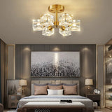 Modern guld kristallkrona – G9-baserad semi flush mount taklampa för vardagsrum, matsal, kök Carvallo