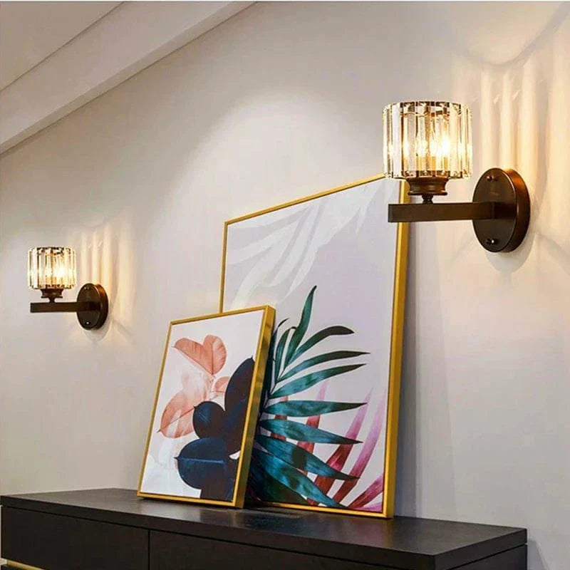 Modern LED Vägglampa Med Kristallackenter - Metallkonstruktion - Justerbar Belysning - Nordisk Stil - Ideal För Vardagsrum - Sovrum - Korridor Carvallo
