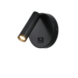 Modern LED Vägglampa Med Strömbrytare - Inomhus - Justerbar - USB Laddning - 350° Rotation - Svart/Koppar Finish Carvallo