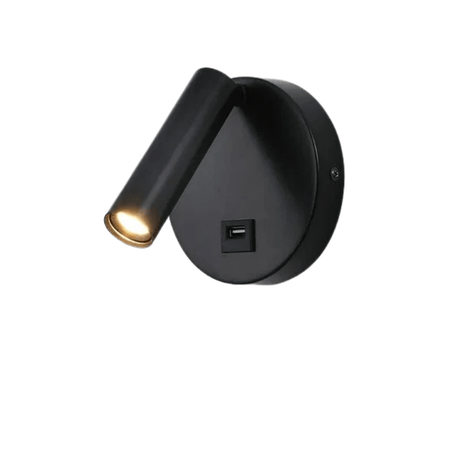 Modern LED Vägglampa Med Strömbrytare - Inomhus - Justerbar - USB Laddning - 350° Rotation - Svart/Koppar Finish Carvallo