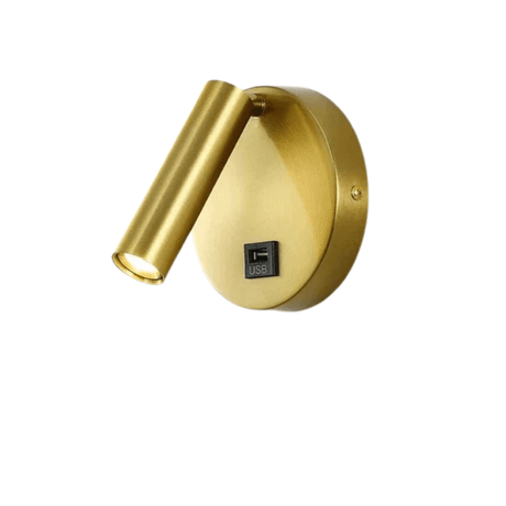 Modern LED Vägglampa Med Strömbrytare - Inomhus - Justerbar - USB Laddning - 350° Rotation - Svart/Koppar Finish Carvallo