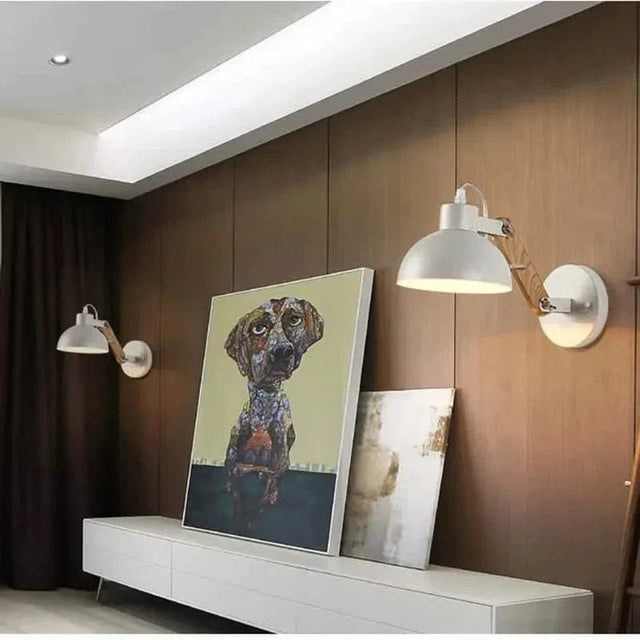 Nordisk Justerbar Vägglampa – Järn och Trä Sconcelampa för Modern Hem- och Hotellinredning Carvallo