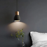 Nordisk LED Hänglampa – Inomhus Hängande Armatur – Cement-Trä Design - Justerbar Vajerlängd - Vintage Stil - E27 Fäste Carvallo