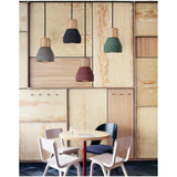 Nordisk LED Hänglampa – Inomhus Hängande Armatur – Cement-Trä Design - Justerbar Vajerlängd - Vintage Stil - E27 Fäste Carvallo