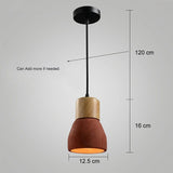 Nordisk LED Hänglampa – Inomhus Hängande Armatur – Cement-Trä Design - Justerbar Vajerlängd - Vintage Stil - E27 Fäste Carvallo