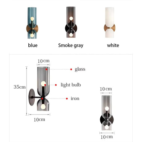 Nordic Minimalist Glasvägglampa - Väggmonterad - E14 LED Ingår - Elektropolerad Koppar - Inomhusbruk - Finns i Mörkgrå, Vit, Blå Carvallo