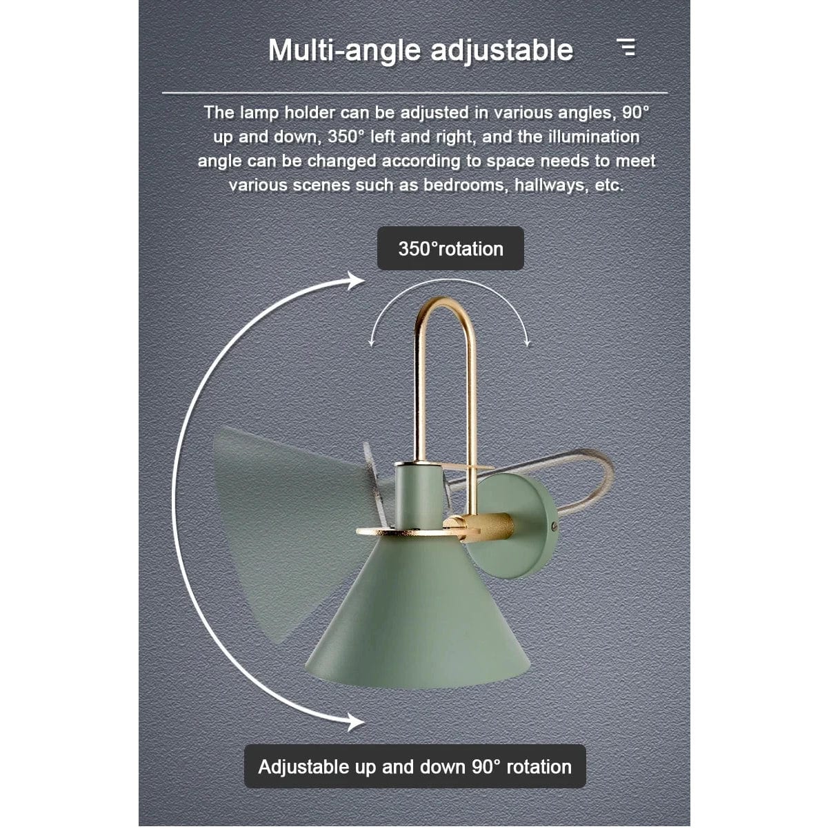 Nordisk Vägglampa med 350° Rotation och Vridomkopplare för Sängkammare och Hallbelysning - Fast installerad Vägglampa Carvallo