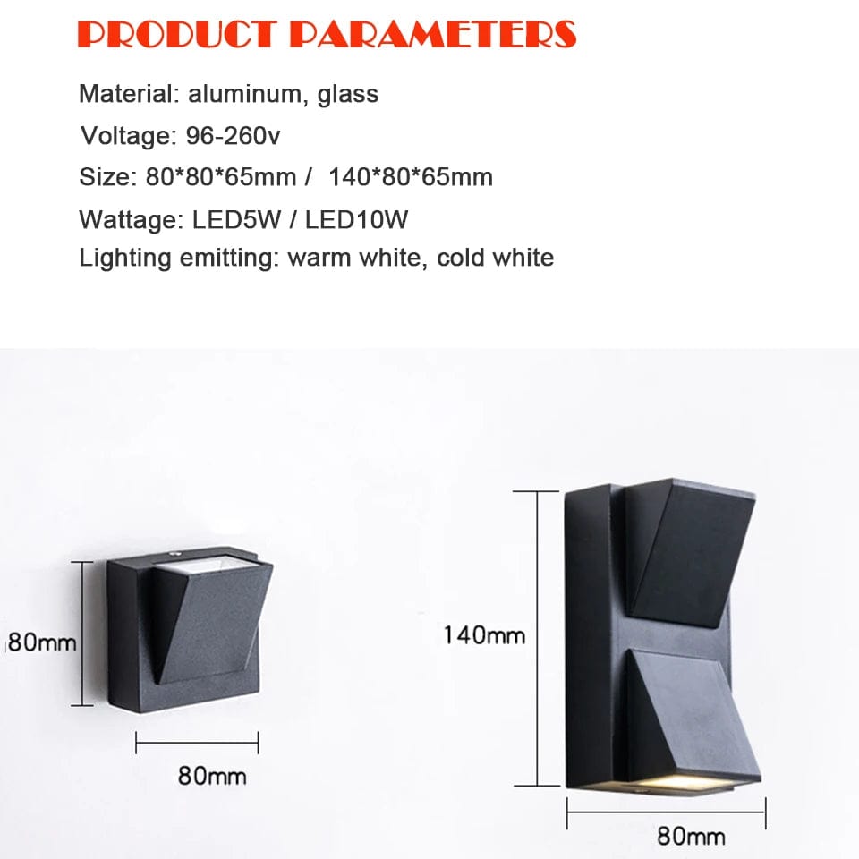 Utomhus Vattentät LED Vägglampa – Modern Aluminium Sconces för Trädgård och Veranda, IP65 Vattentät, 5W och 10W Alternativ Carvallo