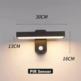 PIR Rörelsesensor Utomhus Vägglampa - Rotterbar Design - IP65 Vattentålig - Varm Vit - Justerbar Längd - Aluminium Och Glas Carvallo