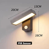 PIR Rörelsesensor Utomhus Vägglampa - Rotterbar Design - IP65 Vattentålig - Varm Vit - Justerbar Längd - Aluminium Och Glas Carvallo
