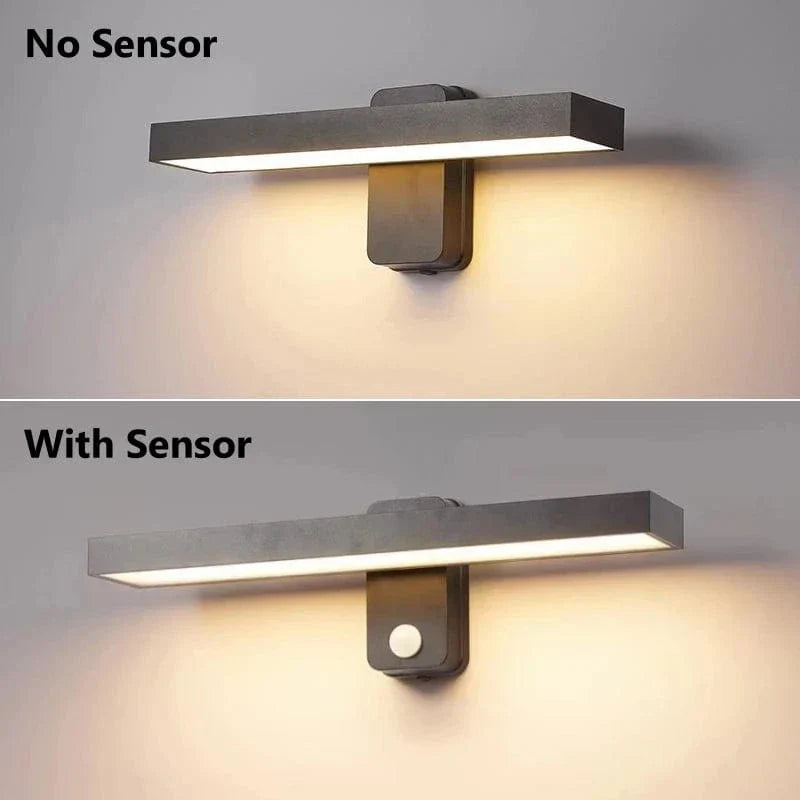 PIR Rörelsesensor Utomhus Vägglampa - Rotterbar Design - IP65 Vattentålig - Varm Vit - Justerbar Längd - Aluminium Och Glas Carvallo