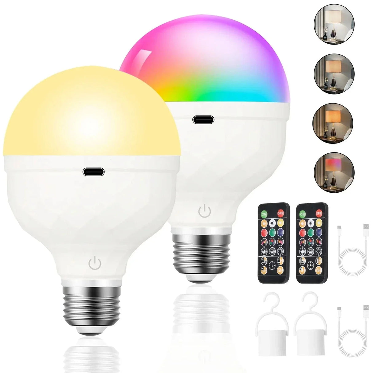 Uppladdningsbar LED-lampa med fjärrkontroll – Dimbar - Flerfärgad - Timerfunktion - 270° ljusvinkel - Bärbar design Carvallo