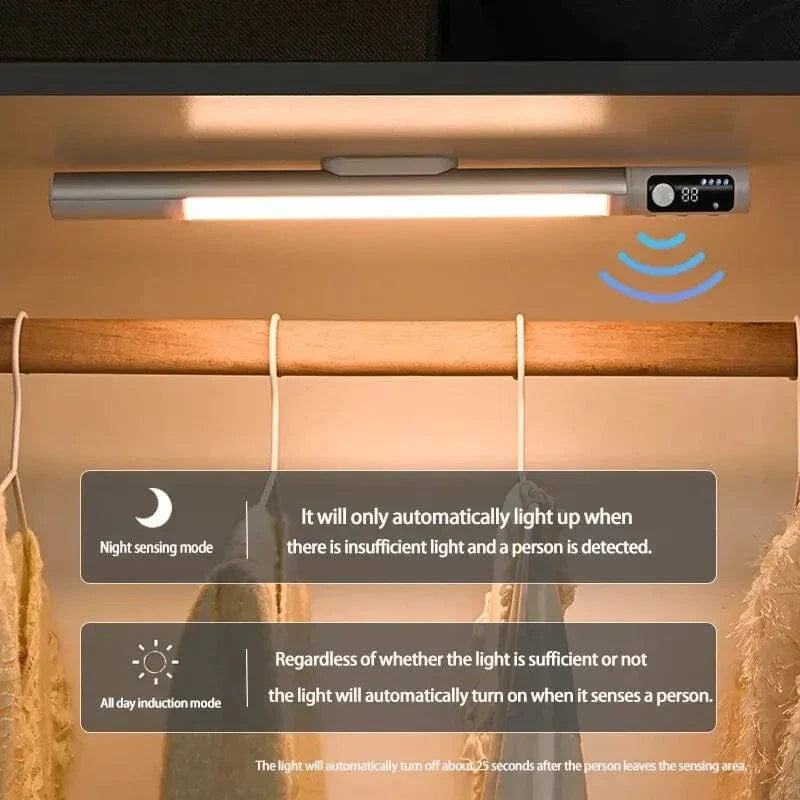 Uppladdningsbar LED-nattlampa med rörelsesensor och digital skärm – Inomhusbruk för kök och skåp Carvallo