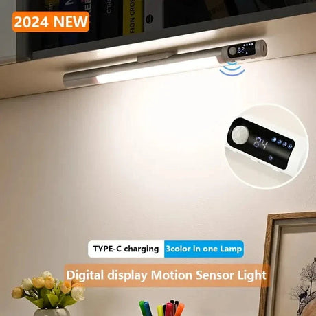 Uppladdningsbar LED-nattlampa med rörelsesensor och digital skärm – Inomhusbruk för kök och skåp Carvallo