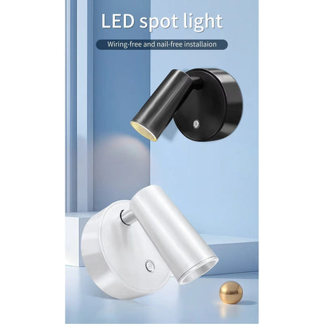 Uppladdningsbar LED-vägglampa med magnetfäste – Beröringskontroll – 360° rotation – Tre-färgjustering – Kompakt design Carvallo