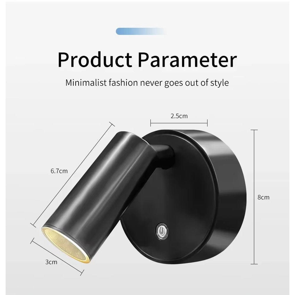 Uppladdningsbar LED-vägglampa med magnetfäste – Beröringskontroll – 360° rotation – Tre-färgjustering – Kompakt design Carvallo