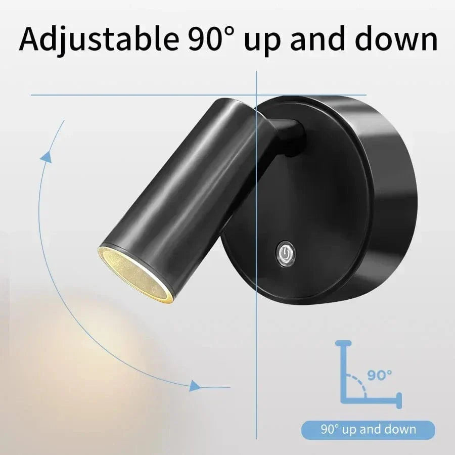 Uppladdningsbar LED-vägglampa med magnetfäste – Beröringskontroll – 360° rotation – Tre-färgjustering – Kompakt design Carvallo