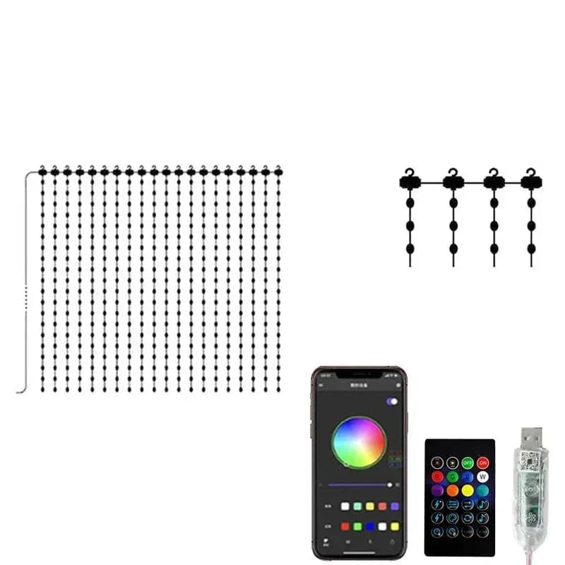 RGBIC Gardin Ljussträngar APP Bluetooth Kontroll Carvallo