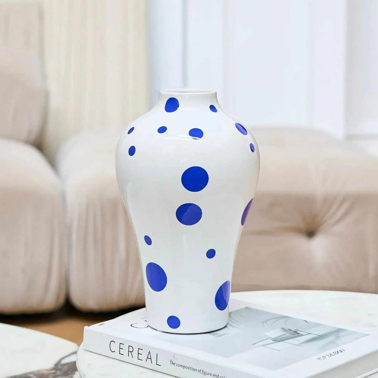 Vibrant Blue Geometrisk Keramik Vaser Modern Hem Dekor Carvallo