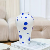 Vibrant Blue Geometrisk Keramik Vaser Modern Hem Dekor Carvallo