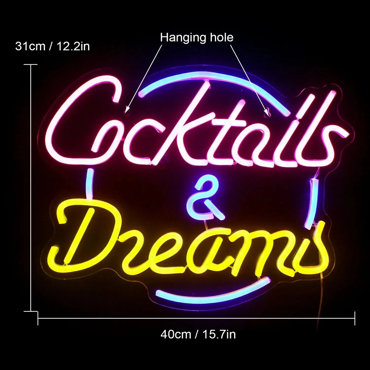 Cocktails & Beer LED Neon Skylt – Livlig USB-drivet Bar & Fest Dekoration Carvallo