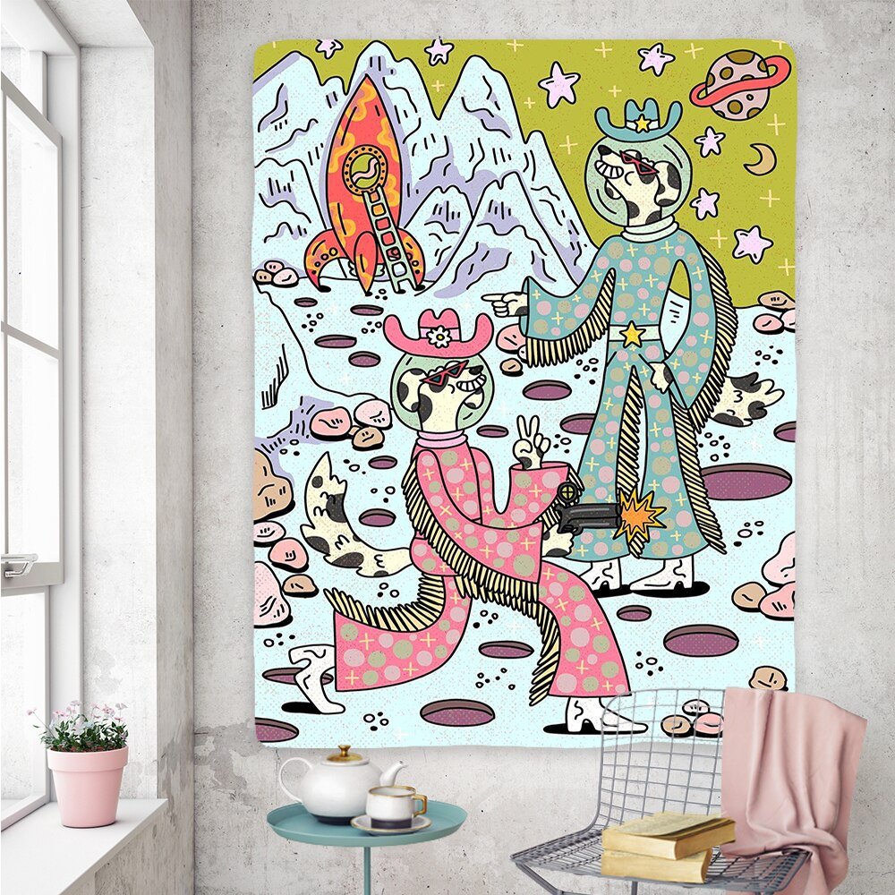 Vintage Psykedelisk Rock Hip Hop Tapestry 100% Polyester Carvallo