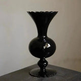 Vintage stil svart glasvas för heminredning 22x11cm Carvallo