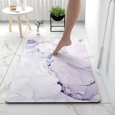 AquaArt Luxe Badmatta | Konstnärlig Design | Mjuk Absorberande Halkfri Mikrofiber | Tegel för Tegel Carvallo