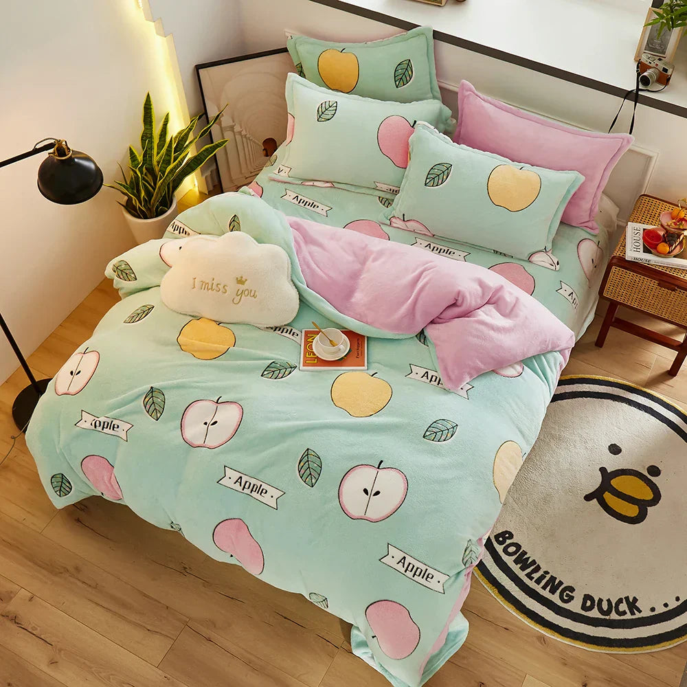 Tjock Fleece Varm Flanell Vinter Duvet Set Carvallo