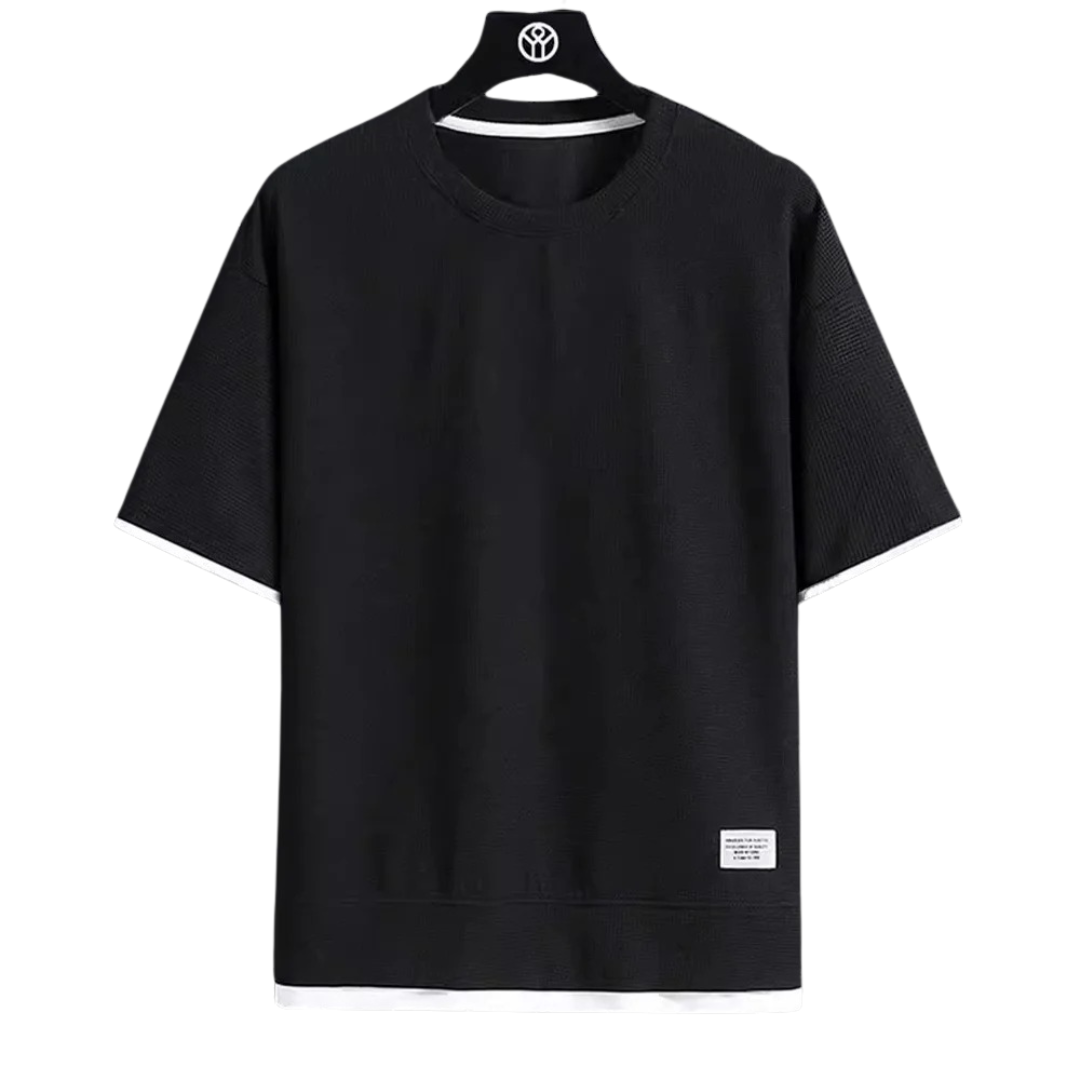 Premium våffel Tshirt för män-Hemnix-Svart-S-Hemnix
