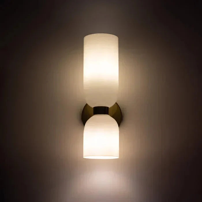 Modern glasvägglampa med dubbla LED-huvuden Carvallo