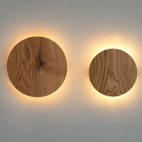 HoutGlow - Rund LED Vägglampa av Ek med Indirekt Ljus Carvallo