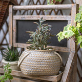 Keramisk planterpotte i hampsekk-design med tauhåndtak - dekorativ blomsterpotte for hage og hjem Carvallo