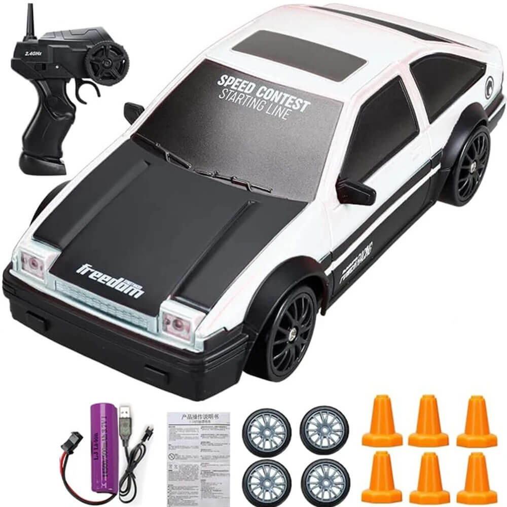 1:24 RC Drift Bil med Fyrhjulsdrift – 15km/h Hög Hastighet och Dynamisk Racing-Radiostyrt-BB-Vit/Svart-Hemnix
