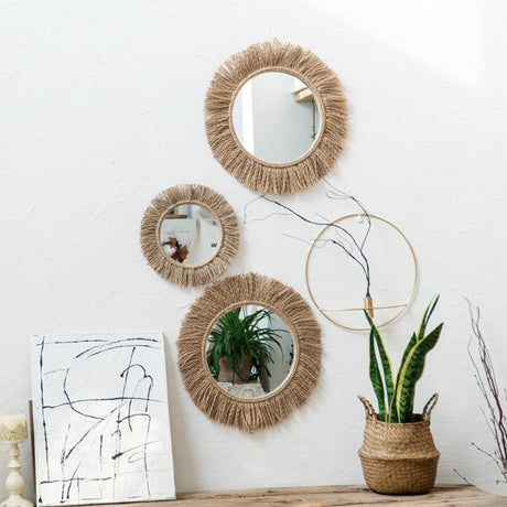 Handvävd Boho Rope Wall Mirror – Rustik Charm MILA Sverige