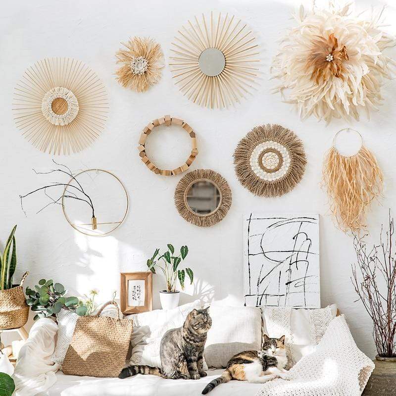 Handvävd Boho Rope Wall Mirror – Rustik Charm MILA Sverige