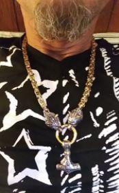 Rostfritt stål dubbelt varghuvud & Mjolnir Survival Spirit Halsband/armband MILA Sverige