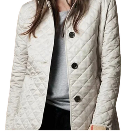 Kviltad kappa med rund krage för kvinnor-Hemnix-Vit-M-Hemnix