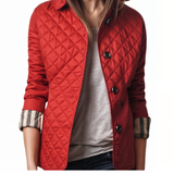 Kviltert jakke med nedfällbar krage för kvinnor-Hemnix-Röd-M-Hemnix