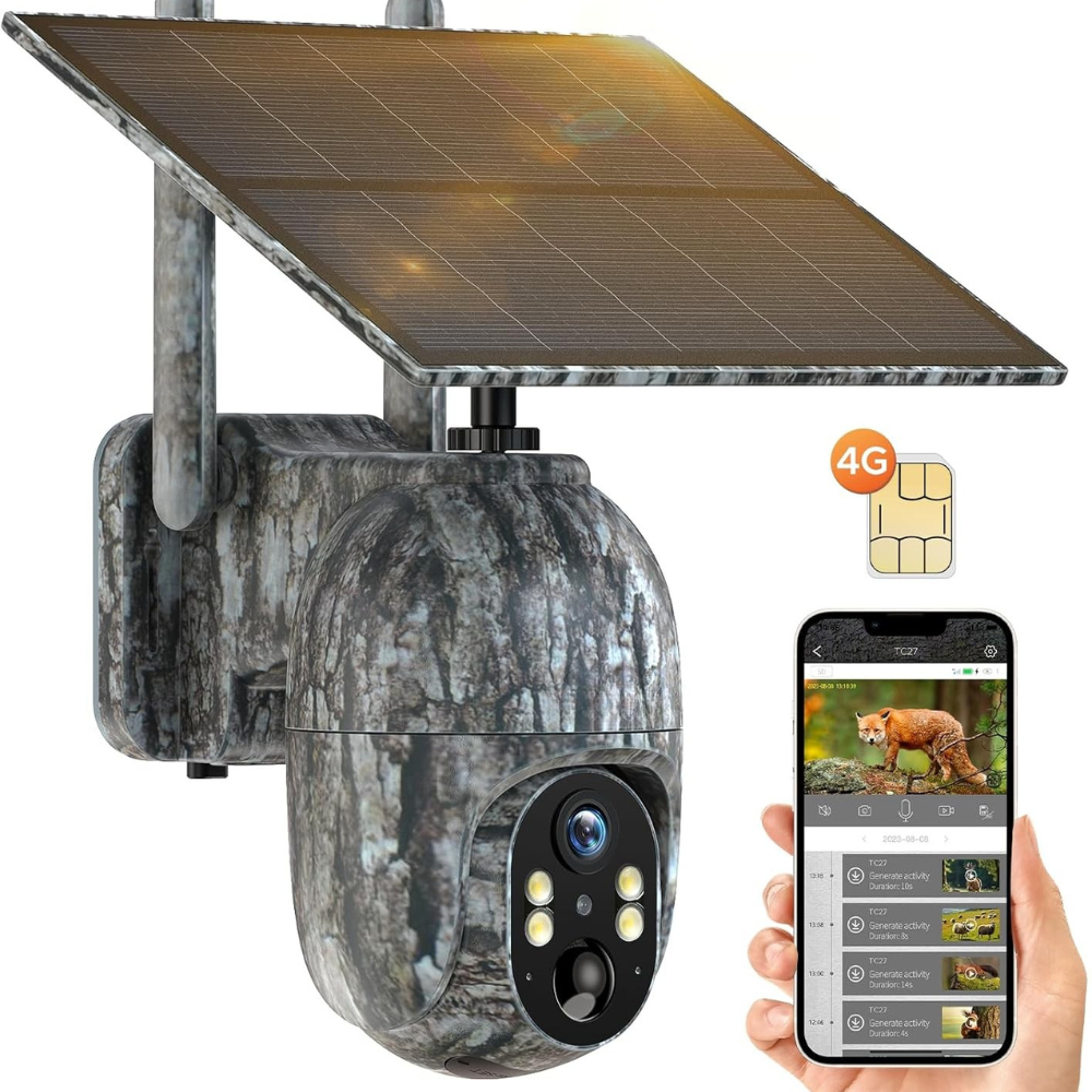 Säkerhetskamera Utomhus Solenergi Trådlös 4G HD Carvallo