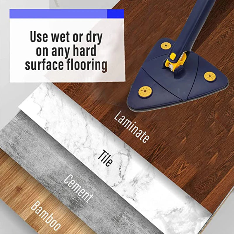 Teleskopisk Triangulär Golvmopp – 360° Roterande Mop för Fuktig och Torr Rengöring Carvallo