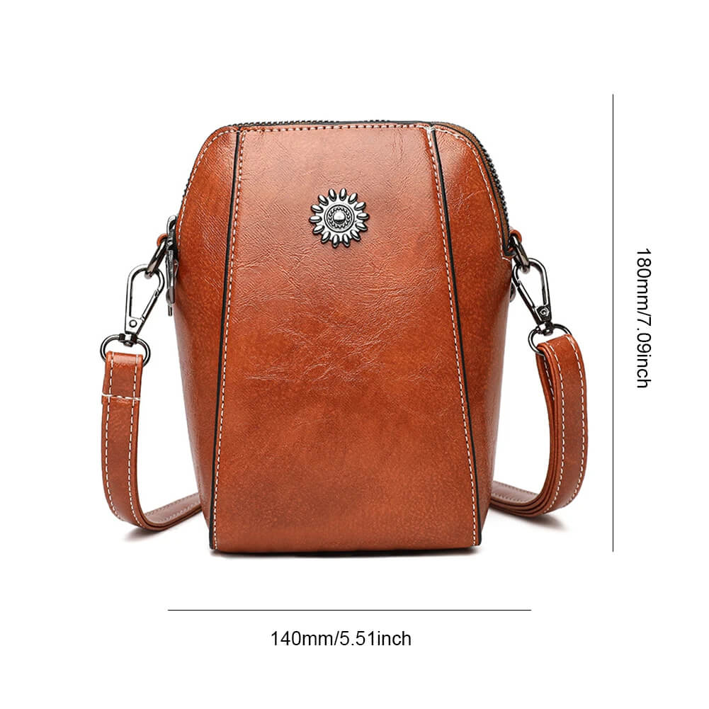 Vintage Crossbody Läderväska för Kvinnor - Justerbar Axelrem, Kompakt Design och Elegant Stil-Handväska-BB-Brun-Hemnix