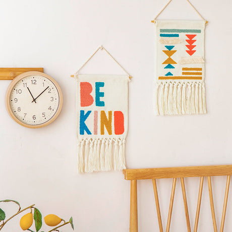 Tufted Wall Art – Geometrisk Regnbågsbroderi Väggtape Carvallo